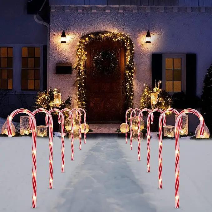 Joiedomi 17” Christmas Candy Cane Pathway Markers Lights with Stake, Set of 12 Christmas Candy Cane Stakes Lights for Christmas Party Walkway Patio Garden Holiday Outdoor Decoration by GreenHaven Gardens
