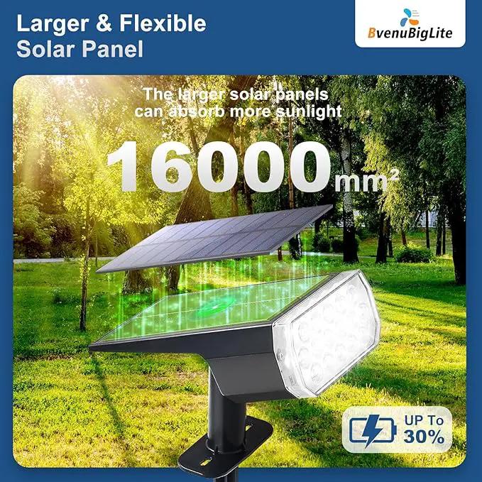 Solar Lights Outdoor Waterproof: IP65 Led Spot Light Decorations for Garden Patios - 3 Lighting Modes Solar Powered for Yard - Dust to Dawn Uplighting Landscape Pathway Drive 2PC White by GreenHaven Gardens