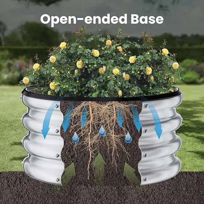 ZXZYHFTY Round Galvanized Raised Garden Bed kit,Silver Outdoor Garden Raised Planter Box, Round Large Metal Raised Garden Beds for Vegetable 2 * 2 * 1ft 3 Pcs by GreenHaven Gardens