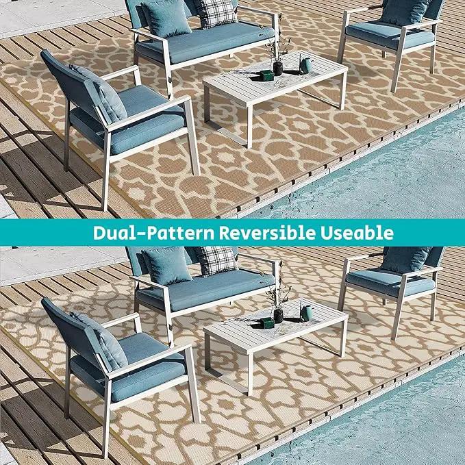 HEBE Outdoor Rug Waterproof 8x10, Plastic Straw Rug Camping Rug, Reversible Outdoor Patio Rugs RV Mat Clearance, Indoor Outside Floor Carpet for Porch,Deck,Camper,Balcony,Backyard by GreenHaven Gardens