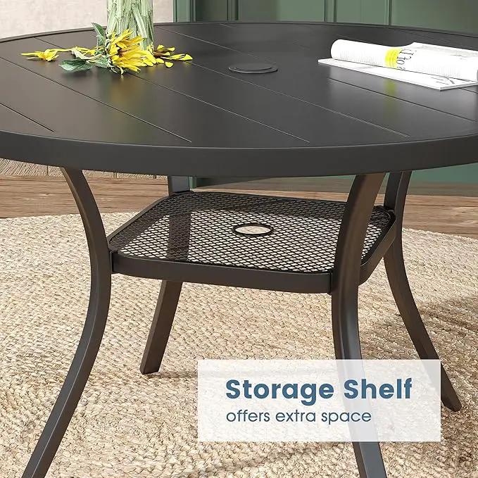 DIFY Outdoor Dining Table for 4, Round Patio Table with Umbrella Hole for Garden, Backyard and Porch (Black) by GreenHaven Gardens