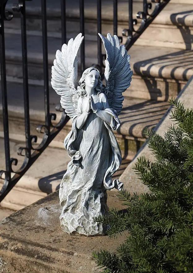 Joseph's Studio by Roman - Collection, 21" H Praying Angel W/Wings, Made from Resin, High Level of Craftsmanship and Attention to Detail, Durable and Long Lasting by GreenHaven Gardens