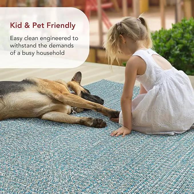 nuLOOM 8' x 10' Solid Hand Braided Indoor/Outdoor Area Rug, Pet-Friendly, High Traffic, Weather Resistant, for Patio, Balcony, Bedroom, Living Room, Dining Room, Wynn Aqua by GreenHaven Gardens