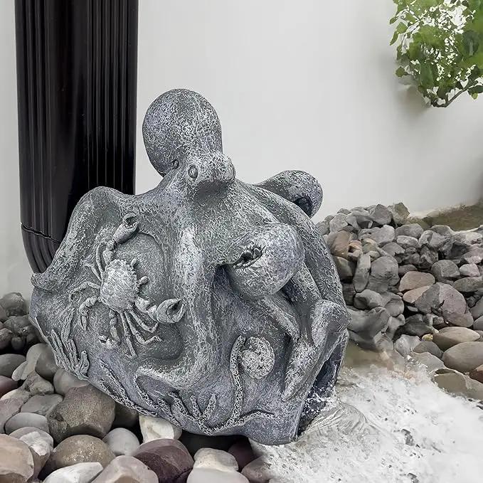 Real Octopus Sculpture Gutter Downspout Extender,Garden Statue Ornament,Decor Downspout Diverter,Perfect Rain Diverter for 3"x4" Downspouts, Eco-Friendly Resin,Perfect Outdoor Decor Gift by GreenHaven Gardens