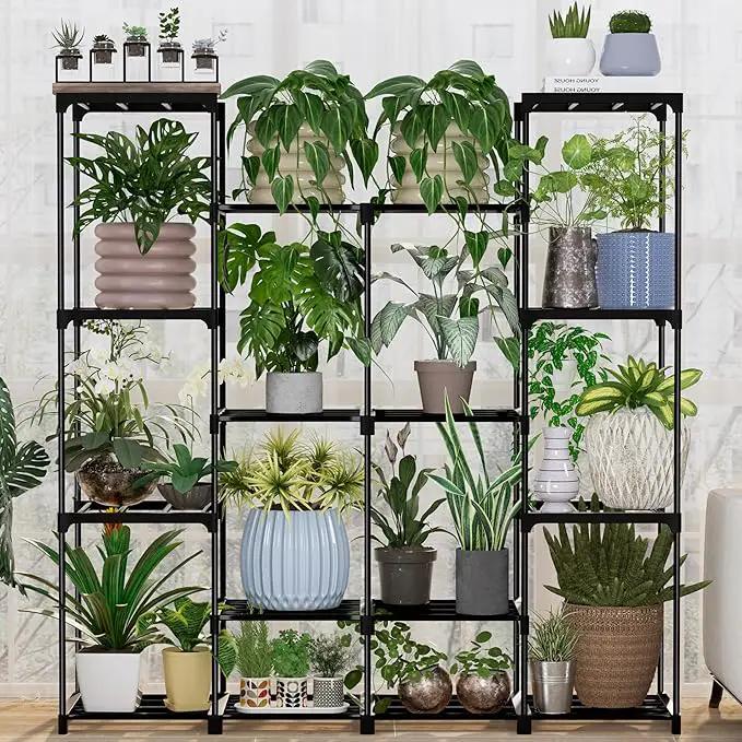 Metal Plant Stand Indoor Outdoor Plant Shelf Stand, 4 Tiers 16 Pots Potted Flower Plant Stands for Indoor Plants Multiple, Plant Shelves Stands Rack for Patio, Balcony, Living Room by GreenHaven Gardens