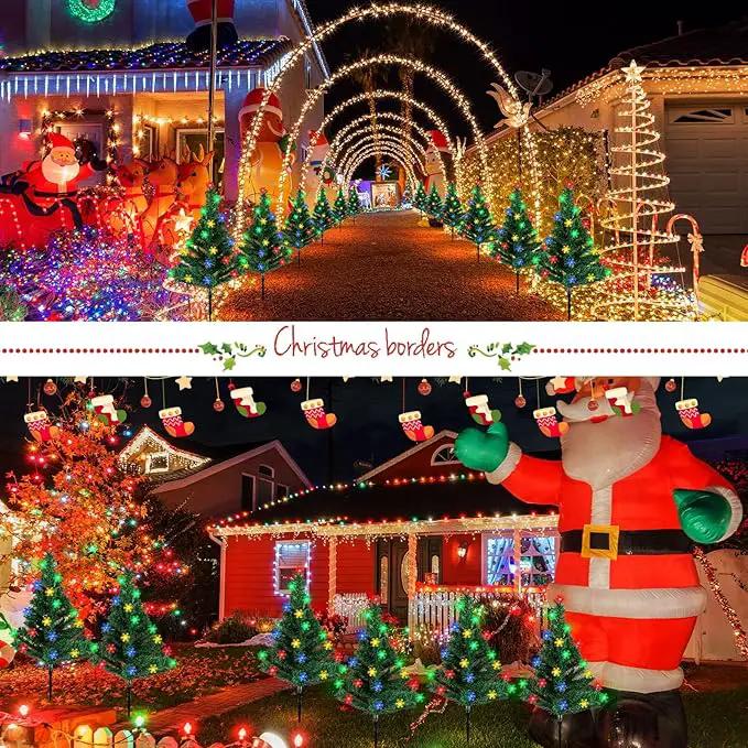 Retisee 6 Pack Solar Christmas Tree Pathway Lights Decorations Outdoor LED Snowflake Lights 8 Modes Prelit Small Christmas Tree Waterproof Solar Stake Lights for Garden, Yard, Lawn, Cemetery by GreenHaven Gardens