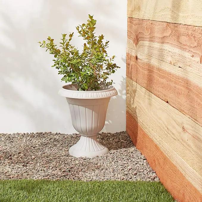 PL20TP Classic Traditional Plastic Urn Planter Indoor/Outdoor, 10" x 12", Taupe by GreenHaven Gardens
