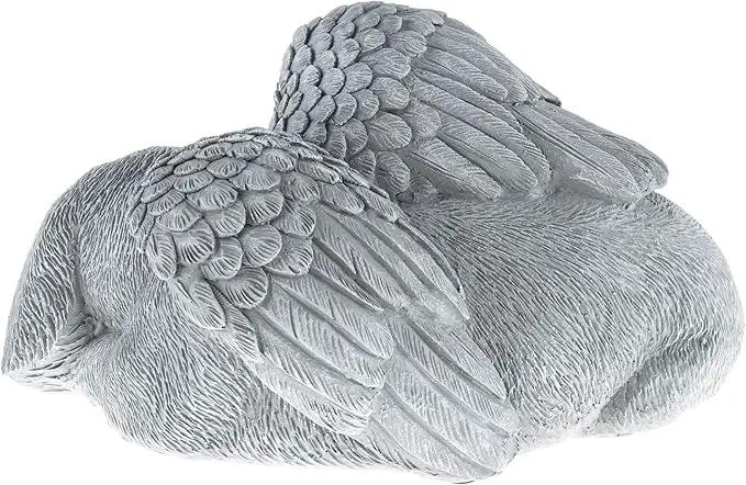 Pure Garden Sculpture Pet Memorial Statue, Sleeping Angel Dog, Stone Finish by GreenHaven Gardens