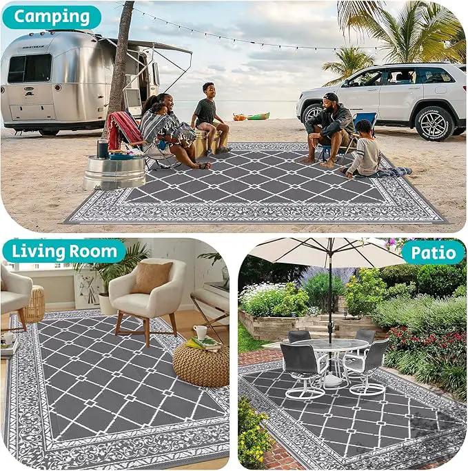 HEBE Outdoor Rug Waterproof 9x12, Reversible Plastic Straw Rug RV Camping Rug, Indoor Outdoor Patio Mat Clearance, Outside Carpet for Porch,Deck,Camper,Balcony,Backyard,Picnic by GreenHaven Gardens