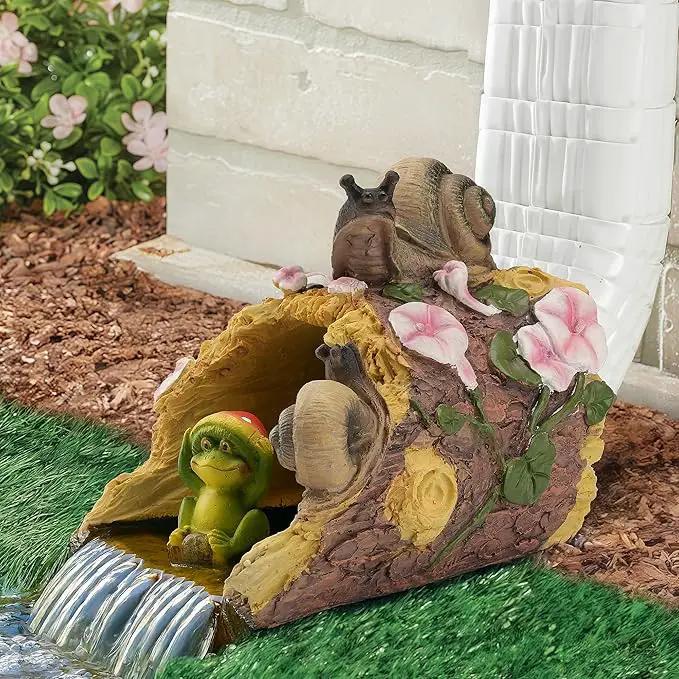 Snails Frog Garden Statue - Decorative 3"x4" Gutter Downspout Splash Block & Rain Diverter | Outdoor Decor Sculpture, Eco-Friendly Resin, Weather-Resistant, Easy Install by GreenHaven Gardens