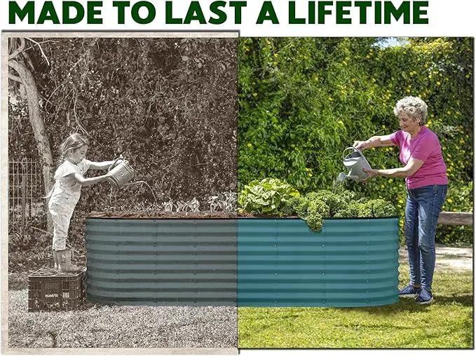 Galvanized Raised Garden Beds Outdoor // 8×2×2 ft Planter Raised Beds for Gardening, Vegetables, Flowers (Turquoise) // Large Metal Garden Box // Patented Tool-Free Design by GreenHaven Gardens