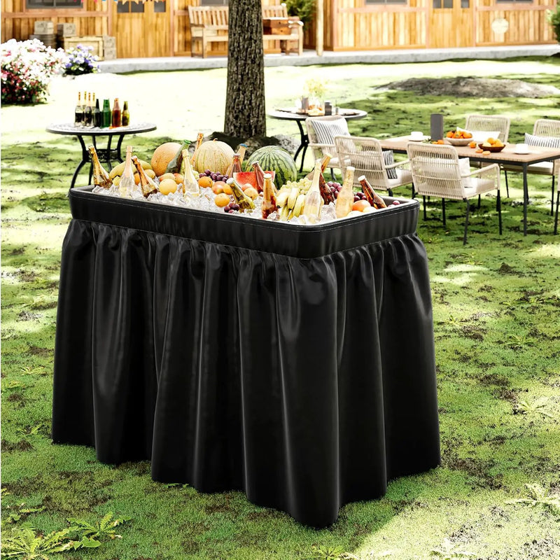 4 Foot Ice Cooler Table with Matching Skirt & Drain Hose, with Iron Stand, Portable Patio Outdoor Chilling Table Portable Bar for Events for Party, Picnic, BBQ, Camping (Black) by GreenHaven Gardens