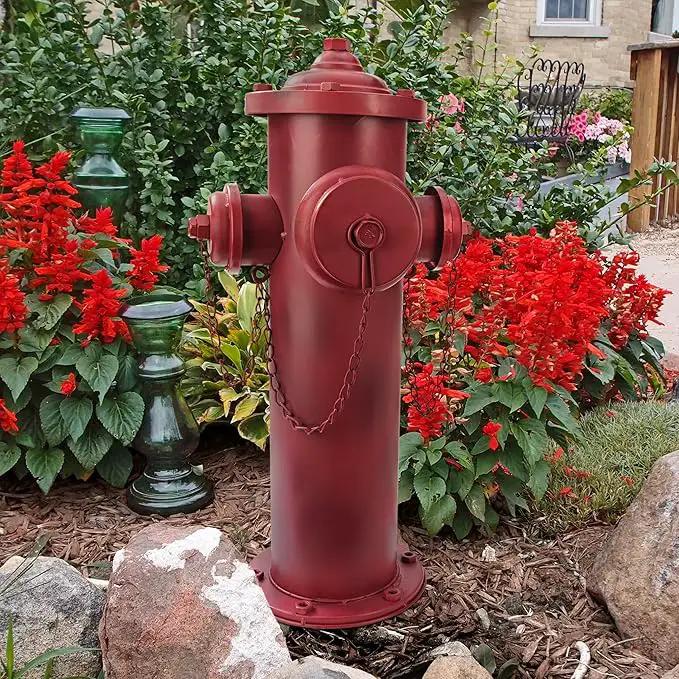 Design Toscano Fire Hydrant Statue Puppy Pee Post and Pet Storage Container, Large 23 Inch, Metal, Full Color by GreenHaven Gardens