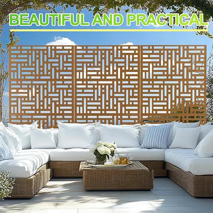 Outdoor Privacy Screen,72" H×47" W Metal Privacy Screen, Freestanding Privacy Fence Panels for Patio by GreenHaven Gardens