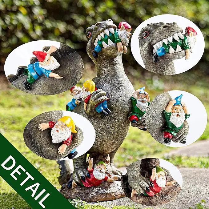Garden Gnomes Statues Yard Decorations Outdoor Garden Decor, 14” Dinosaur Gnomes Garden Statues, Patio, Lawn Ornament, Gardening Gifts for Women for Housewarming by GreenHaven Gardens