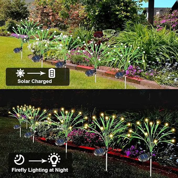 ZGWJ Solar Garden Lights 4 Pack 40 LED, Solar Firefly Lights with Leaves, Waterproof Solar Outdoor Lights Swaying Lights for Halloween Christmas Yard Patio Pathway Outdoor Decoration Warm White by GreenHaven Gardens