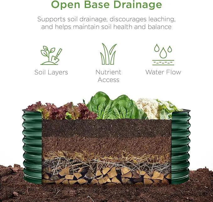 Best Choice Products 4x2x2ft Outdoor Metal Raised Garden Bed, Oval Deep Root Planter Box for Vegetables, Flowers, Herbs, and Succulents w/ 101 Gallon Capacity, Rubber Edge Guard - Dark Green by GreenHaven Gardens