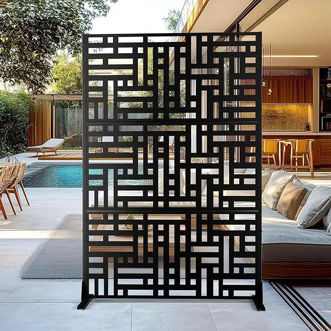 Outdoor Privacy Screen,72" H×47" W Metal Privacy Screen, Freestanding Privacy Fence Panels for Patio by GreenHaven Gardens