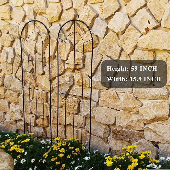 2 Pack Black Garden Trellis for Climbing Plants 59" H x 15.9" W Iron Plant Support Climbing Vines and Flowers Stands Vegetables Patio Metal Lattices Garden Addition Outdoor by GreenHaven Gardens