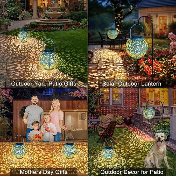 Outdoor Solar Big Lanterns Waterproof, Go2garden Gifts for Women Mom Garden Yard Decor Lights for Patio, Yard, Party Ornaments,Birthday Mothers Day Gifts for Grandma (1 Pack, Teal Blue) by GreenHaven Gardens