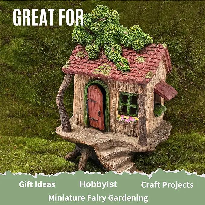 Fairy Garden House – Fairy House for Outside – 9” High with Door That Opens – Sturdy Fairy Garden Building – Lovely Miniature Garden Accessories Supplies by GreenHaven Gardens