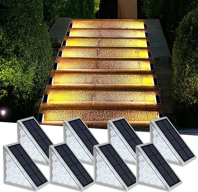 LED Solar Step Lights Waterproof Outdoor Stair Lights, Warm White Solar Deck Lights IP67 Solar Decoration Lights for Yard, Patio, Garden, Walkways, Front Door, Pathway, Driveway, Porch 2PK by GreenHaven Gardens