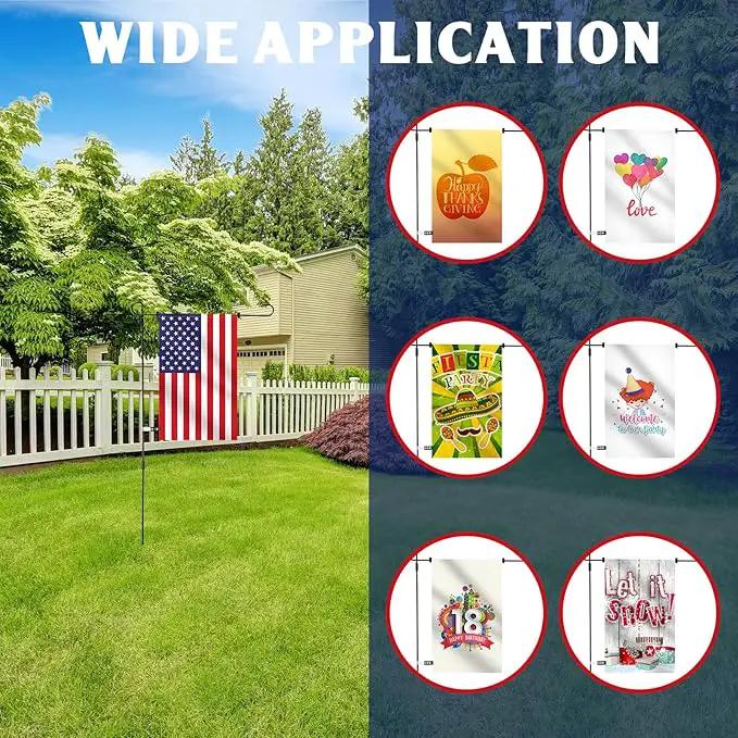 Therwen 12 Pack Garden Flag Stand 36.2 x 16.5 Yard Flag Holder Heavy Duty, with 3 Prong Base, Decorations,with Clip Spring Stoppers for Outdoor Garden Yard Lawn by GreenHaven Gardens