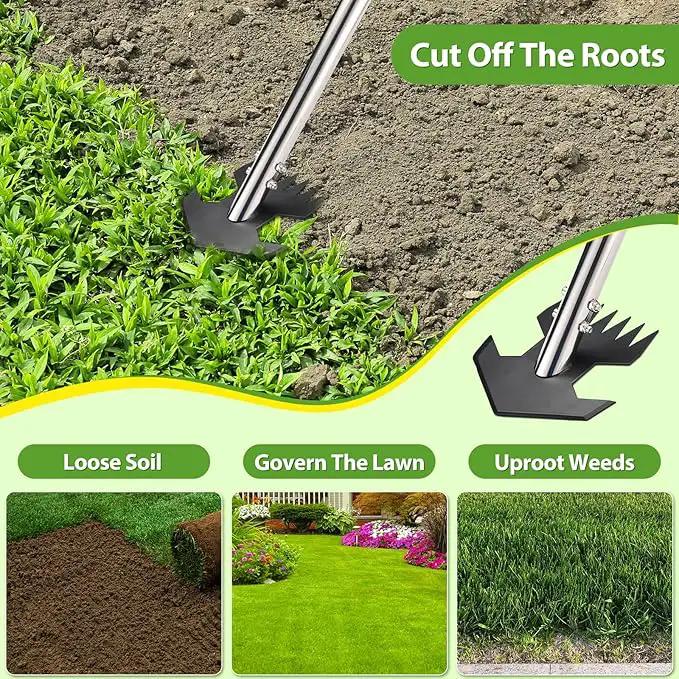 CAROD Hoe Garden Tool, Scuffle Garden Hoe for Weeding with 30-60 Inch Steel Long Handle, Dual Use Sharp Gardening Hula Hoe, Adjustable Rocket Shaped Weed Remover Action Hoe by GreenHaven Gardens