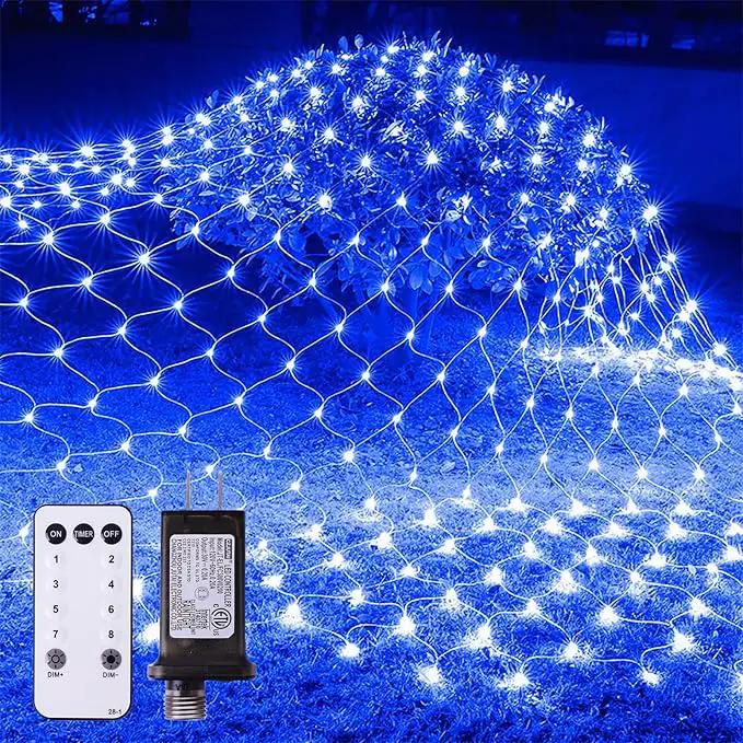 Blue Net Lights Outdoor - 360 LED Christmas Lights Plug in With Remote, 12 x 5ft Extendable 8 Modes Waterproof for Bushes Gazebo Lawn Wedding Patio Garden Tree Decoration by GreenHaven Gardens