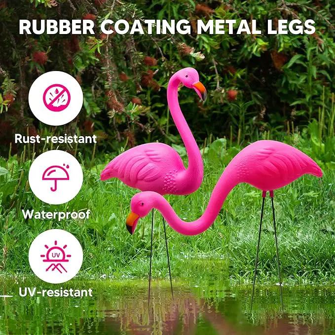 JOYIN Set of 6 Small Pink Flamingo Yard Ornament Stakes, Mini Lawn Plastic Flamingo Statue with Metal Legs for Sidewalks, Outdoor Garden, Luau Party, Tropical Party Decor, 2 Styles by GreenHaven Gardens
