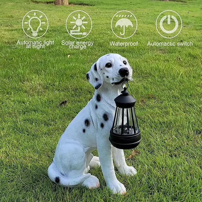 NASKY The Resin Handicraft Solar - Powered Hanging Lamp in The Shape of A Simulated Puppy of The Courtyard is Suitable for Places Such As Courtyards, Gardens and Balconies (Spotted Dog) by GreenHaven Gardens