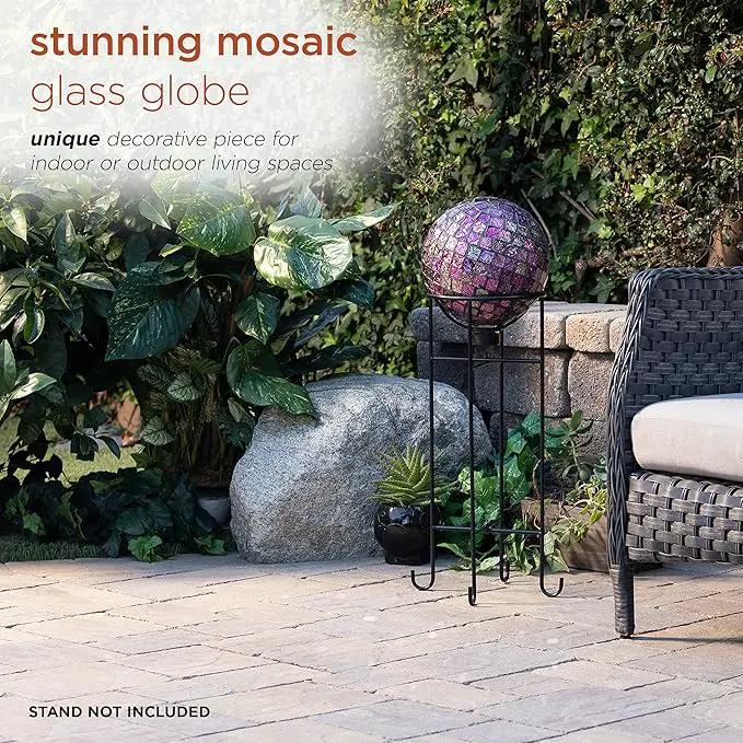 Alpine Corporation 10" Diameter Indoor/Outdoor Glass Mosaic Gazing Globe Yard Decoration, Pink by GreenHaven Gardens