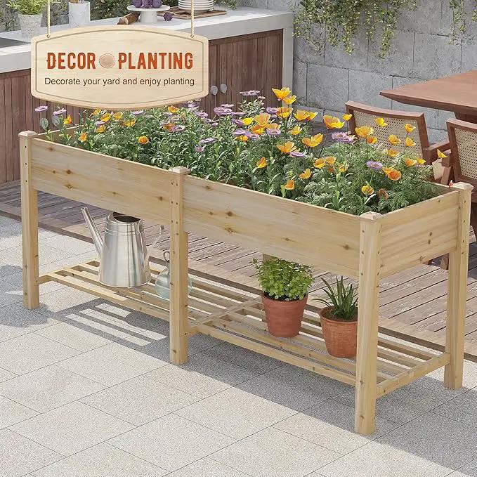 GHWIE Raised Garden Bed with Legs Elevated Wood Planter Box for Planting Vegetables Flowers Garden Patio Balcony Garden beds Outdoor with Liner by GreenHaven Gardens
