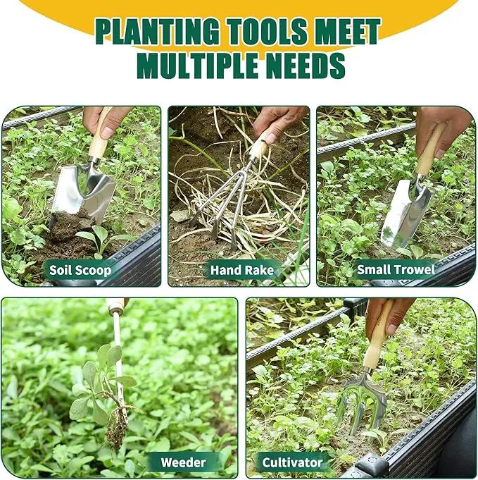 Garden Tool Set, 9-Piece Heavy Duty Outdoor Garden Tools with Ergonomic Handles, Storage Bag, Pruning Shears, Hand Rake and More, Perfect for Gardening Enthusiasts, Gardening Gifts for Women and Men by GreenHaven Gardens