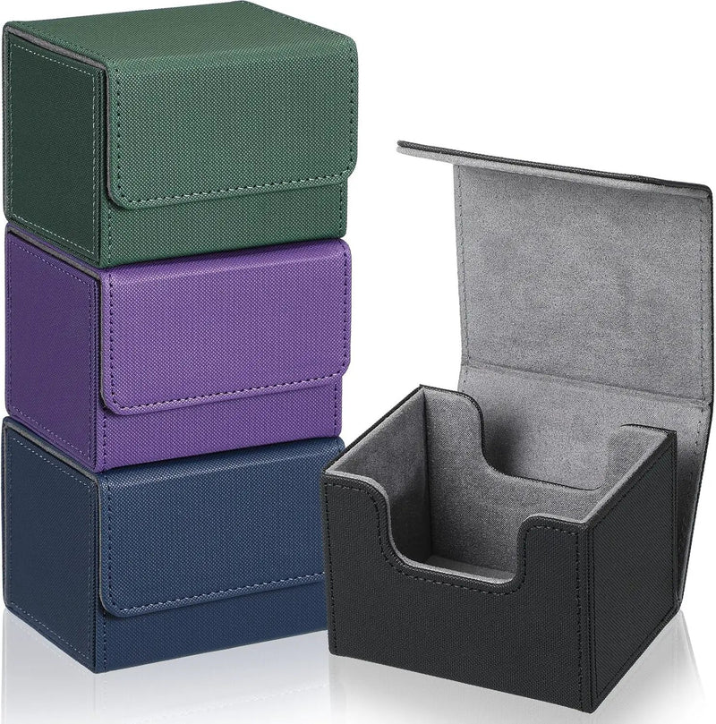 Yookeer 4 Pieces Leather Deck Card Boxes Cards Deck Game Box for Collectible Playing Card Box Compatible with MTG Commander(Black, Blue, Green, Purple,Horizontal) by GreenHaven Gardens