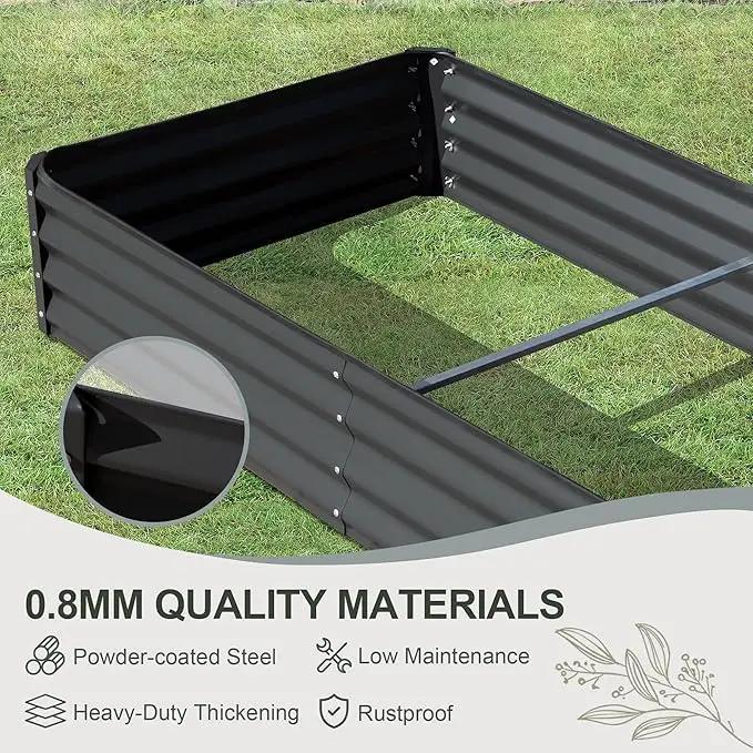 Domi Galvanized Raised Garden Bed, 6x3x1Ft Thickening Metal Planter Box for Vegetables Bottomless for Backyard Outdoor, 1" Deep w/ 128 Gallon Capacity - Dark Gray by GreenHaven Gardens
