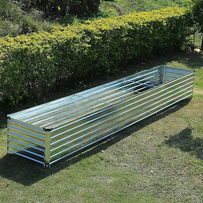 12x2x1.5ft Galvanized Raised Garden Bed,Outdoor Planter Box Metal Patio Kit Planting Bed for Vegetables Flowers Herb,Silver by GreenHaven Gardens