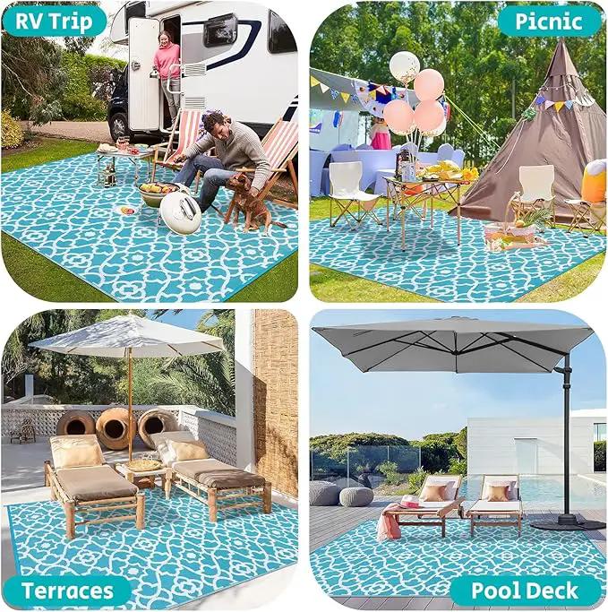 HEBE Outdoor Rug Waterproof 9x12, Plastic Straw Rug Camping Rug, Reversible Outdoor Patio Rugs RV Mat Clearance, Indoor Outside Floor Carpet for Porch,Deck,Camper,Balcony,Backyard by GreenHaven Gardens