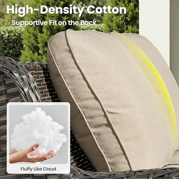 ovios 5 Pieces Patio Furniture Set with 30" Fire Pit Table, Outdoor Wicker Sofa with Loveseat, Comfy Cushions, High Back Couch Conversation Set, Brown Rattan, Beige by GreenHaven Gardens