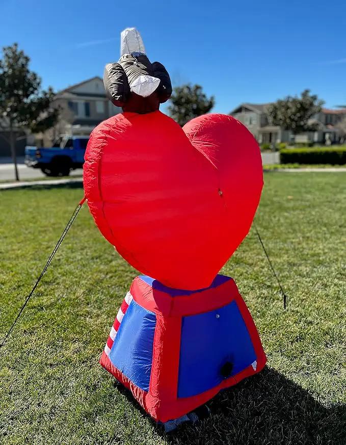 5 Foot Tall Patriotic Independence Day 4th of July Inflatable Love Heart with American Flag and Bald Eagle Pre-Lit LED Lights Outdoor Indoor Lawn Yard Holiday Decoration Blow up Home Garden Decor by GreenHaven Gardens