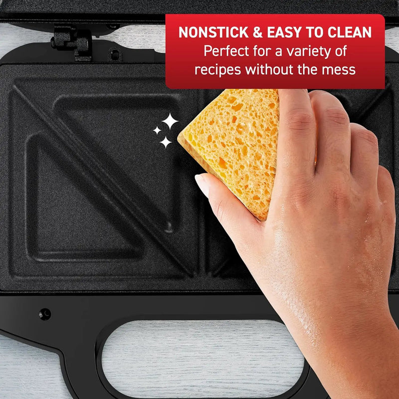 T-fal Compact Sandwich Maker, Stainless Steel, Easy to Clean, Indicator Lights, Cool Touch Handle, Grilled Cheese, Panini, 625 Watts, Black by GreenHaven Gardens