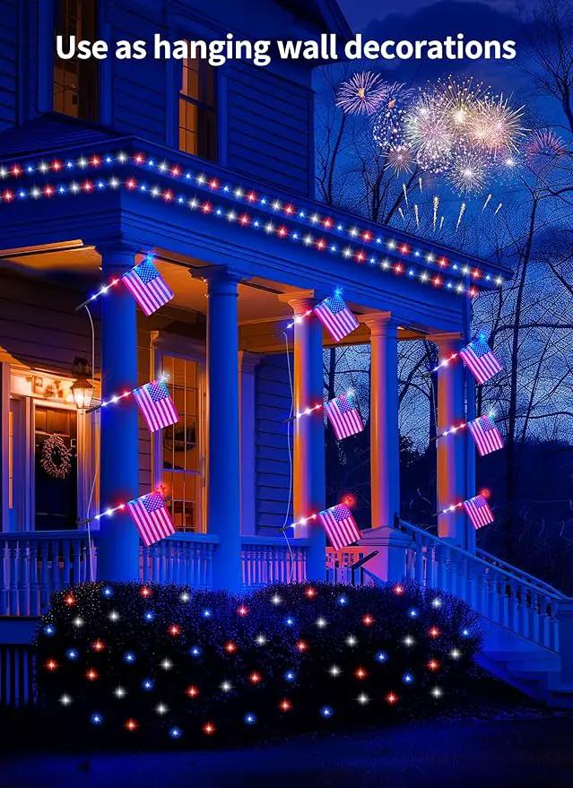Brightown 4th of July Decorations Outdoor, Red White and Blue Lights, 6 Flag Lights Pathway, Memorial Day Decorations for Independence Day Garden Yard Lawn Outside Patriotic Decorations by GreenHaven Gardens