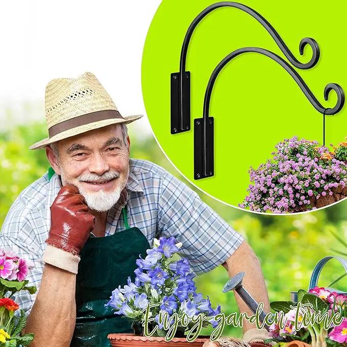 AJART Hanging Plant Hanger Outdoor: 2Pieces Bird Feeder Wall Hooks - 16-Inch Heavy-Duty Plant Bracket Hook for Hanging Flower Baskets by GreenHaven Gardens