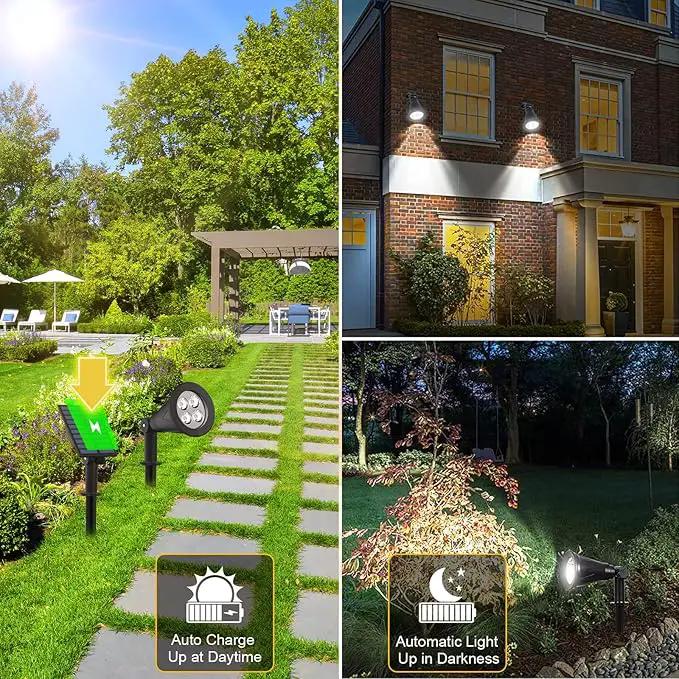 Solar Powered LED Spot Light, T-SUNUS 2 in 1 Installation Separated Panel and Light, IP65 Waterproof Outdoor Landscape Security Lighting for Patio,Yard,Garden,Driveway,Stair (2Pack White-6000K) by GreenHaven Gardens
