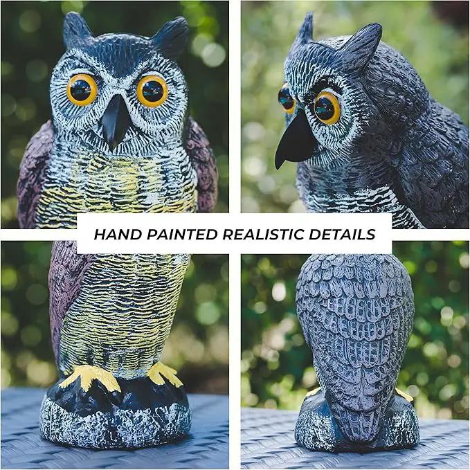 Galashield Owl Decoy to Scare Birds Away | Plastic Owls to Scare Birds Away | Owl Statue for Garden & Outdoors by Galashield [Set of 2] by GreenHaven Gardens