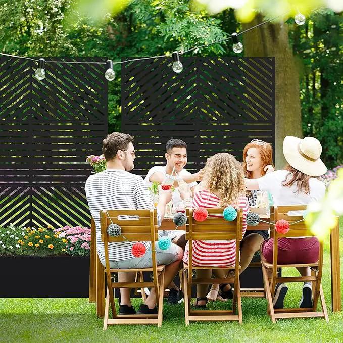 Casaphoria Metal Raised Garden Bed with Trellis and Wheels, 72"x47"x16" Planter Box for Climbing Plants, Vegetables & Vines, Features Drainage Holes and Privacy Screen, Black(Parallel&Louvered) by GreenHaven Gardens