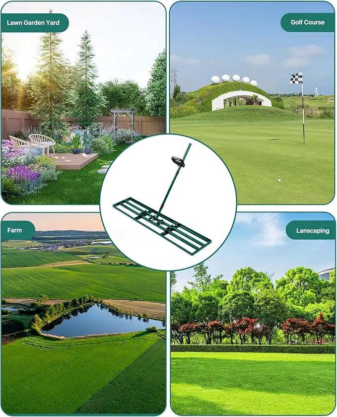 Lawn Leveling Rake 48x10'', Yard Leveling Rake with 78'' Back-Saving Adjustable Handle, Stainless Steel Lawn Leveler Tool for Garden, Backyard, Farm, Golf Course by GreenHaven Gardens