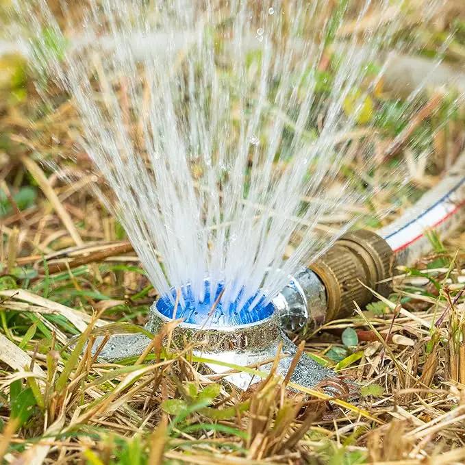 Hourleey 360 Degree Metal Spot Sprinkler, 2 Pack Circle Pattern Sprinkler with Gentle Water Flow for Small Area Yard Lawn Garden Watering, Coverage Up to 30FT (Blue) by GreenHaven Gardens
