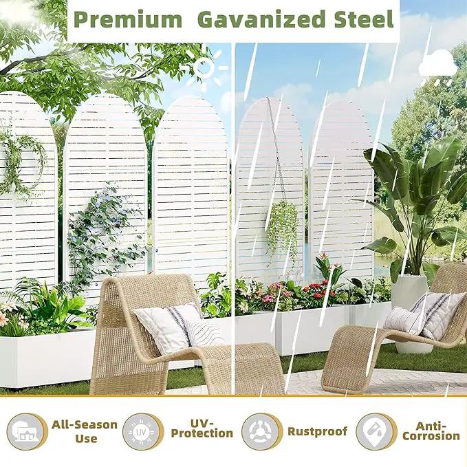 Casaphoria Metal Raised Garden Bed with Trellis and Wheels, 72"x35"x16" Arched Planter Box for Climbing Plants, Vegetables & Vines, Features Drainage Holes and Privacy Screen (White-Louvered) by GreenHaven Gardens