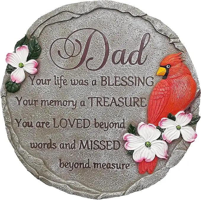 INSPIAMZUE Dad Memorial Stone - Cardinal Memorial Garden Stone Sympathy Gift for Loss in Loving Memory of Dad in Heaven - Remembrance of Father Bereavement Keepsake Gift TNS1 by GreenHaven Gardens